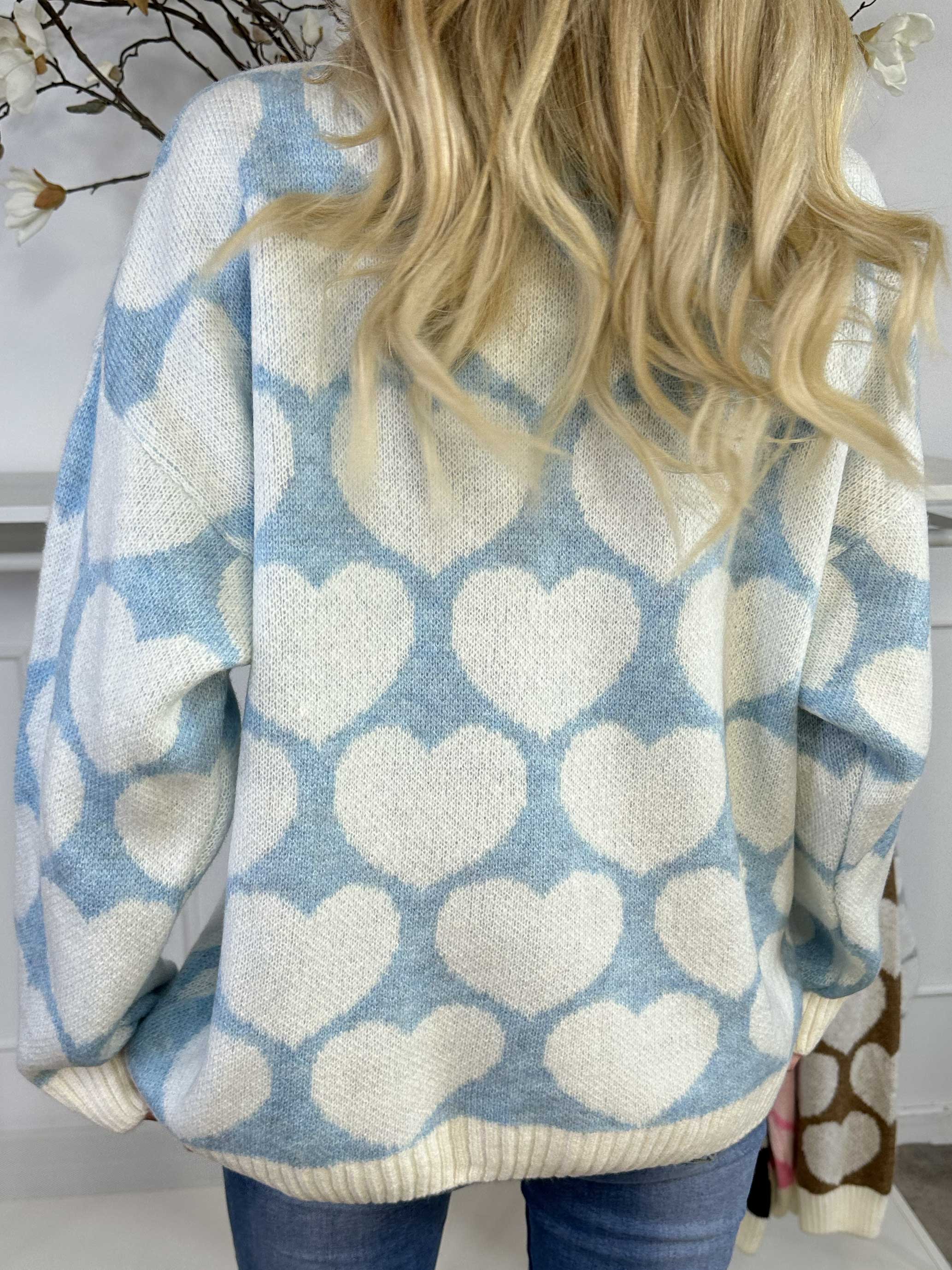 Saidy - Tjock stickad blus med hjärtan